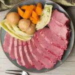 Pressure cooker corned beef and cabbage image for Pinterest