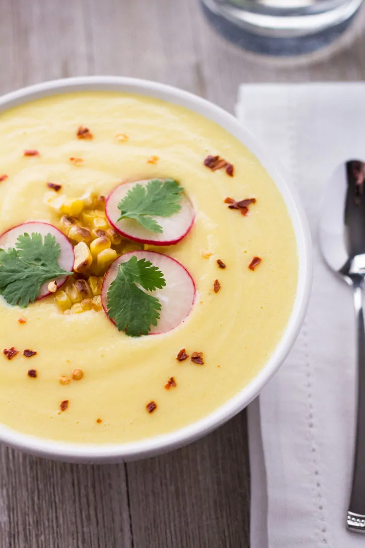 Chilled Corn Soup - Whole-Food, Plant-Based | The Foodie Eats
