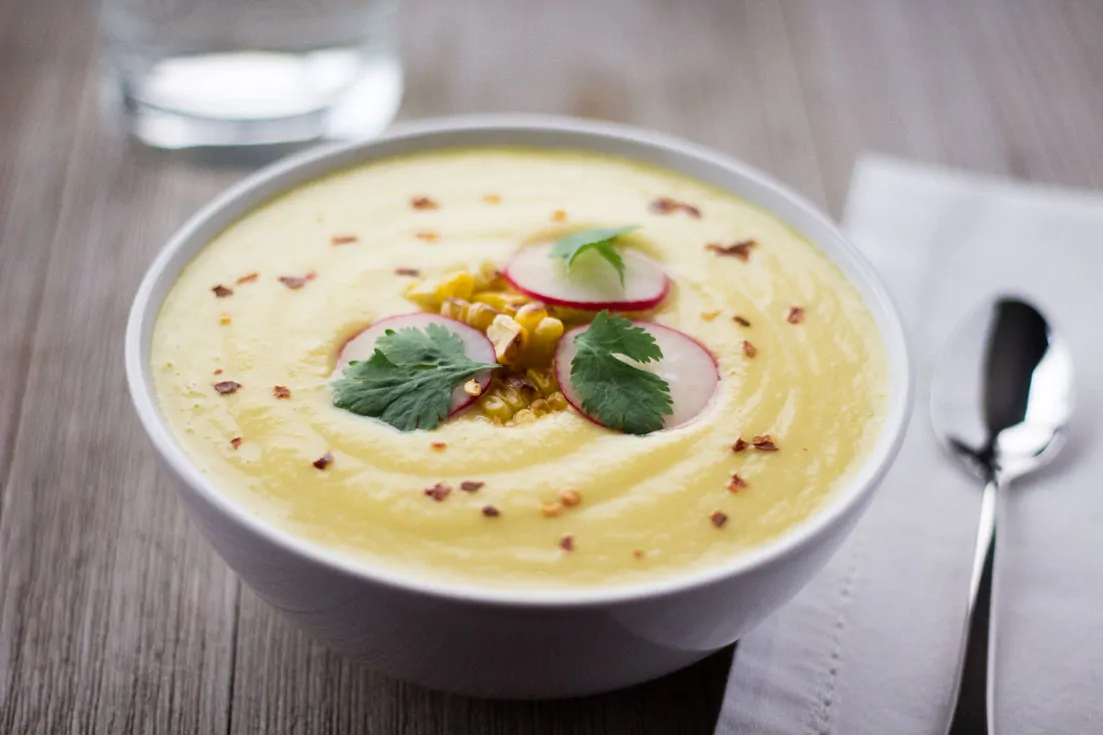 Chilled Corn Soup - Whole-Food, Plant-Based | The Foodie Eats