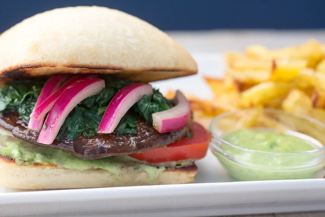Air Fryer Portobello Burger | The Foodie Eats