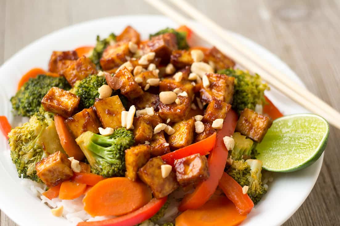 Tofu Stir-Fry with Sweet and Spicy Peanut Sauce | The Foodie Eats