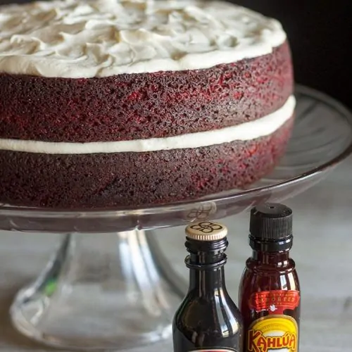 Kahlua Red Velvet Cake with Baileys Cream Cheese Icing | The Foodie Eats