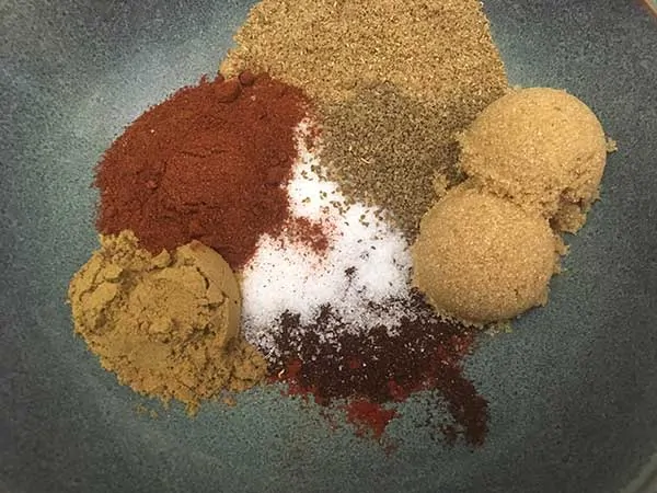 Spices for BBQ shrimp rub in bowl.