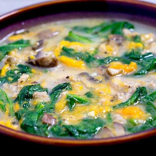 Instant Pot Turkey Soup with Mushrooms, Sweet Potatoes & Spinach | The Foodie Eats