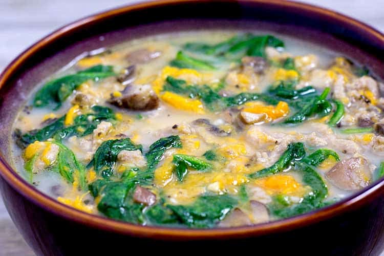 Instant Pot Turkey Soup with Mushrooms, Sweet Potatoes & Spinach | The Foodie Eats