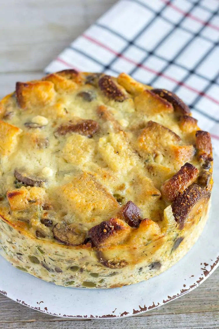 Instant Pot Bread Pudding - Savory with Mushrooms and Parmesan | The Foodie Eats