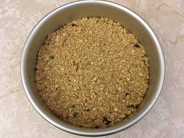 baked oatmeal batter in push pan