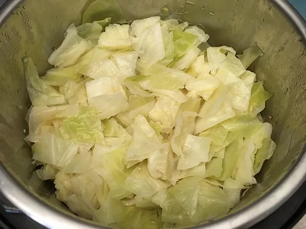 Cooked cabbage in Instant Pot.