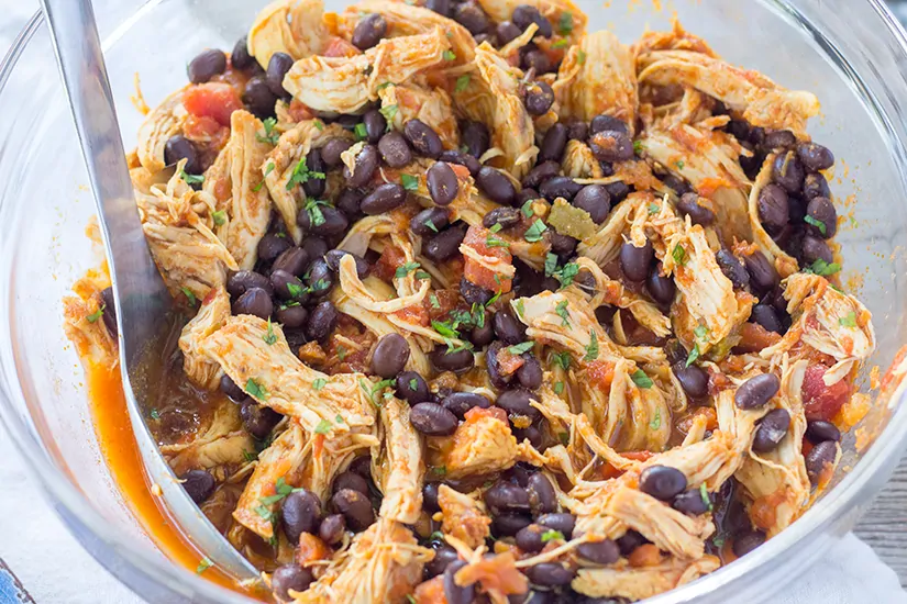 Instant Pot Salsa Chicken with Lime and Black Beans | The Foodie Eats