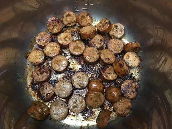 sausage frying in Instant Pot