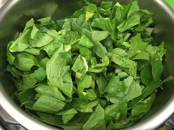 uncooked turnip greens in Instant Pot