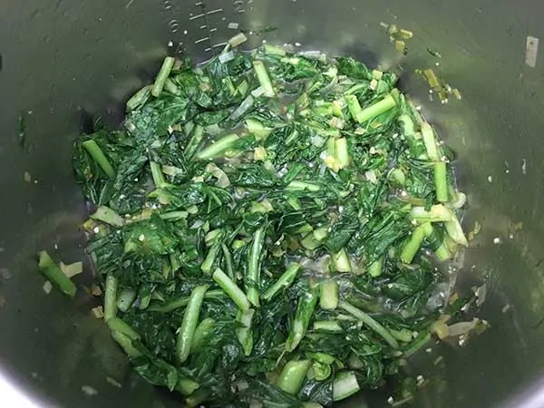 cooked turnip greens in Instant Pot