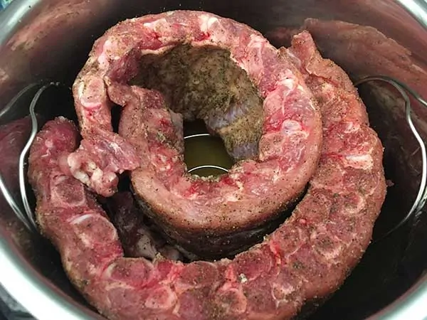 uncooked ribs in Instant Pot