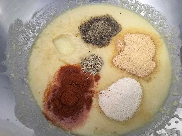 almond flour batter topped with spices