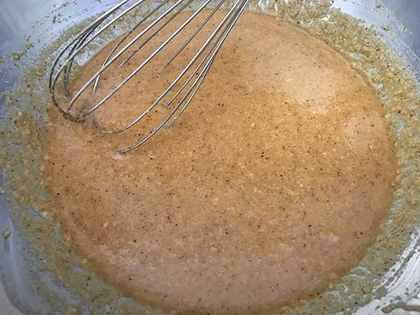 almond flour batter and spices in mixing bowl
