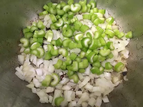 Diced onions and sliced celery.