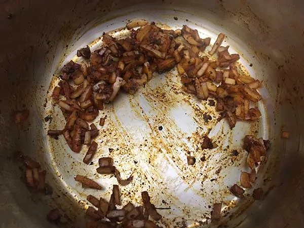 onions sautéing in Instant Pot