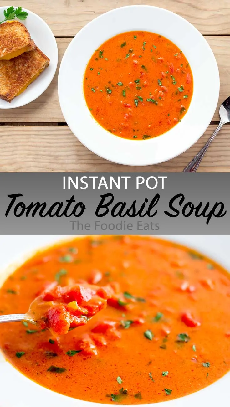 Tomato basil soup image for Pinterest.
