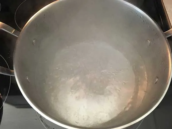 Water boiling in pot.