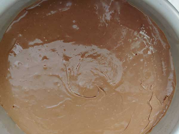 Cheesecake batter in push pan.