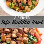 Air Fryer tofu buddha bowl image for Pinterest.