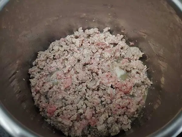 Browning ground turkey in Instant Pot.