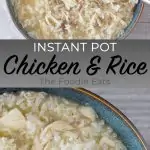 Instant Pot chicken and rice image for Pinterest.