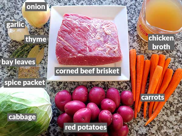 all ingredients needed for pressure cooker corned beef and cabbage