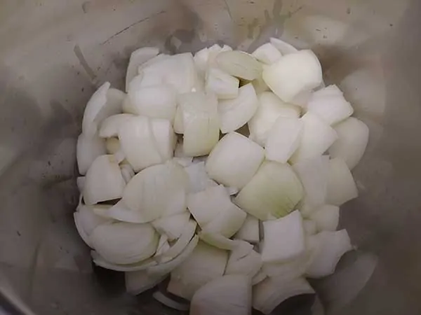 Chopped onions in Instant Pot.