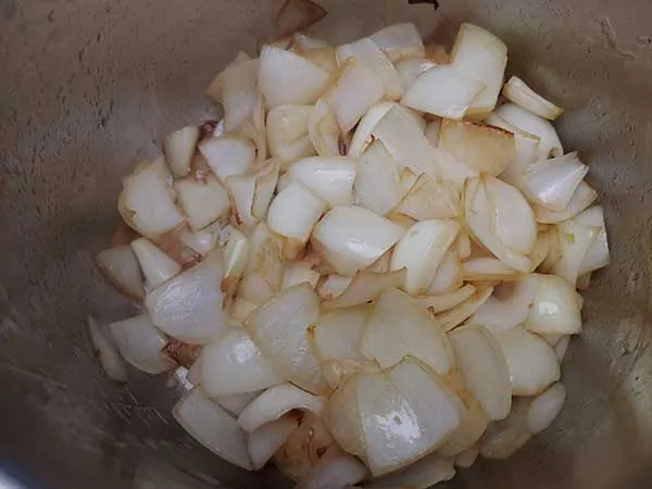 Chopped onions slightly caramelized in Instant Pot.