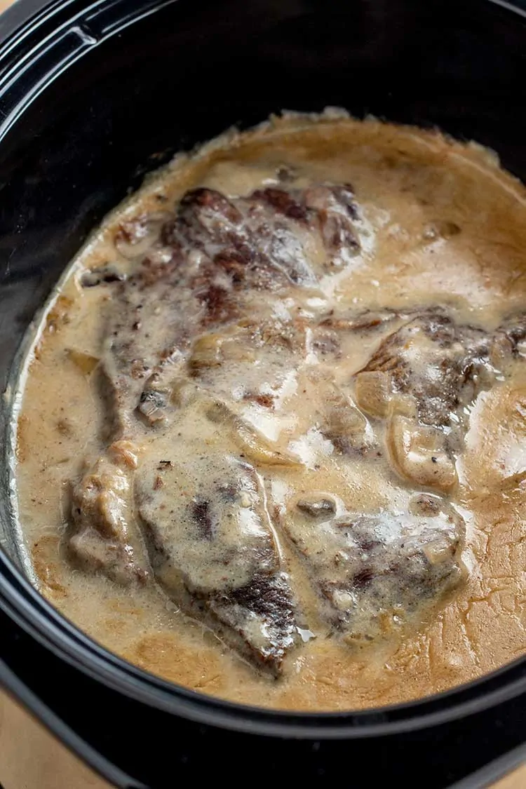 Crock Pot pot roast with cream of mushroom soup in cooker