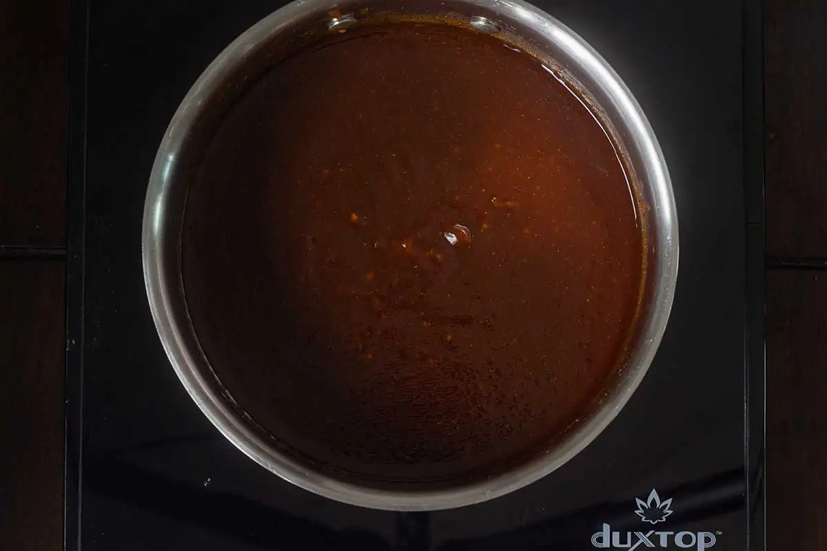 Homemade BBQ Sauce in saucepan.