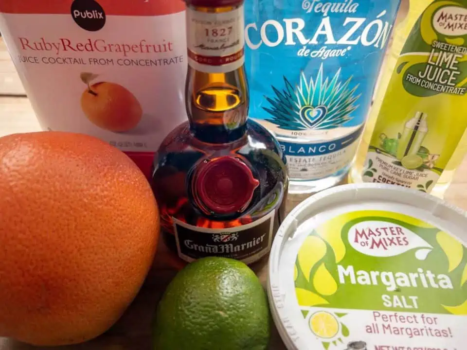 ingredients needed to make grapefruit margaritas