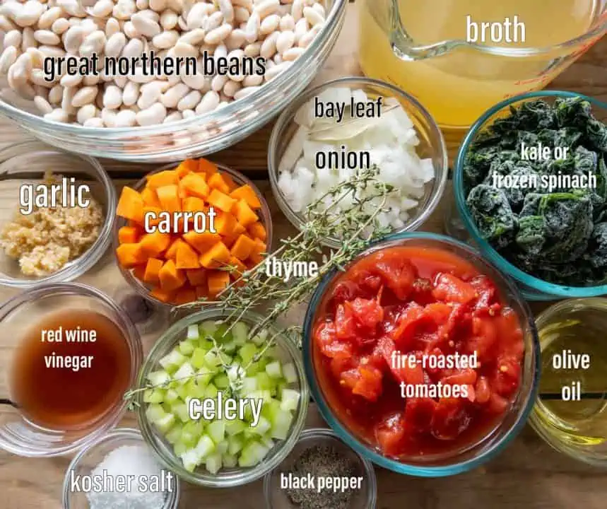 ingredients for vegan Instant Pot white bean soup