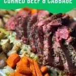 pressure cooker corned beef and cabbage image for Pinterest