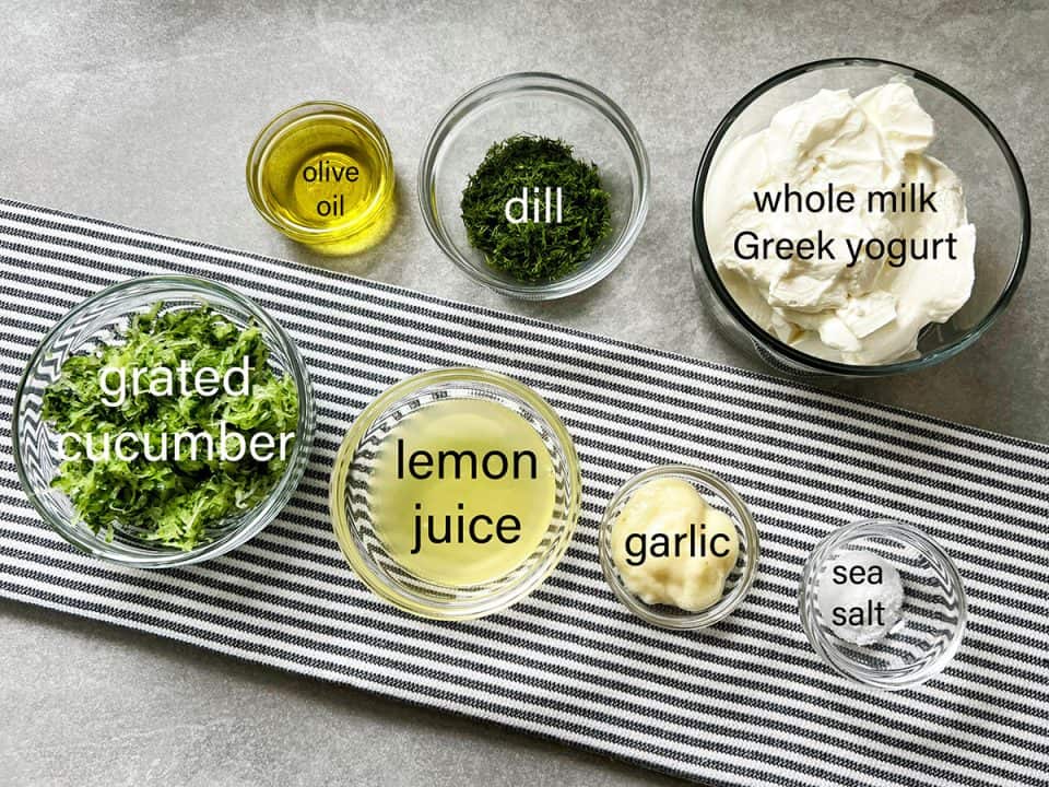 Ingredients needed for tzatziki sauce