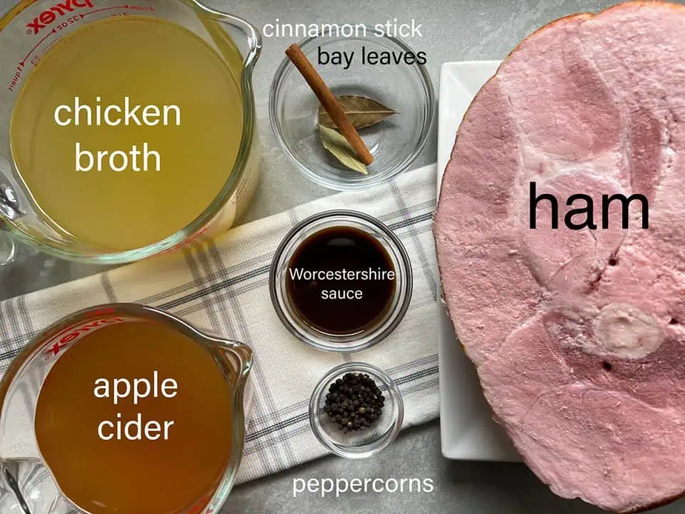 Ingredients for Instant Pot ham.