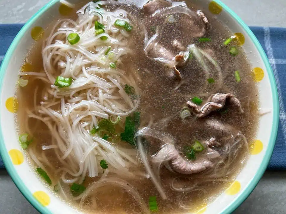 Bowl of Instant Pot beef pho.