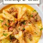 Instant Pot shrimp and grits image for Pinterest.