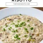 Instant Pot mushroom risotto image for Pinterest.
