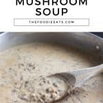 Vegan cream of mushroom soup image for Pinterest.