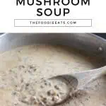 Vegan cream of mushroom soup image for Pinterest.