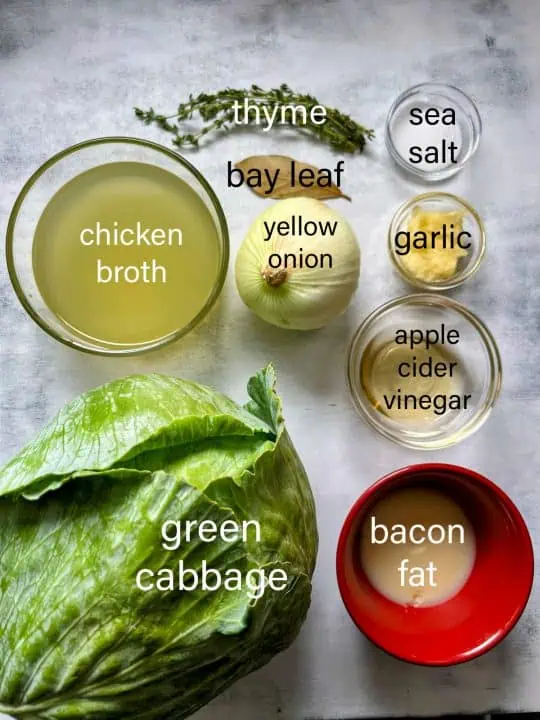 Ingredients for Instant Pot cabbage.