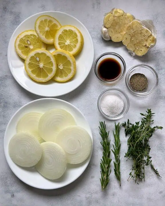 Ingredients for cooking a turkey in an Instant Pot.