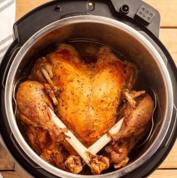 Fully cooked whole turkey in Instant Pot .