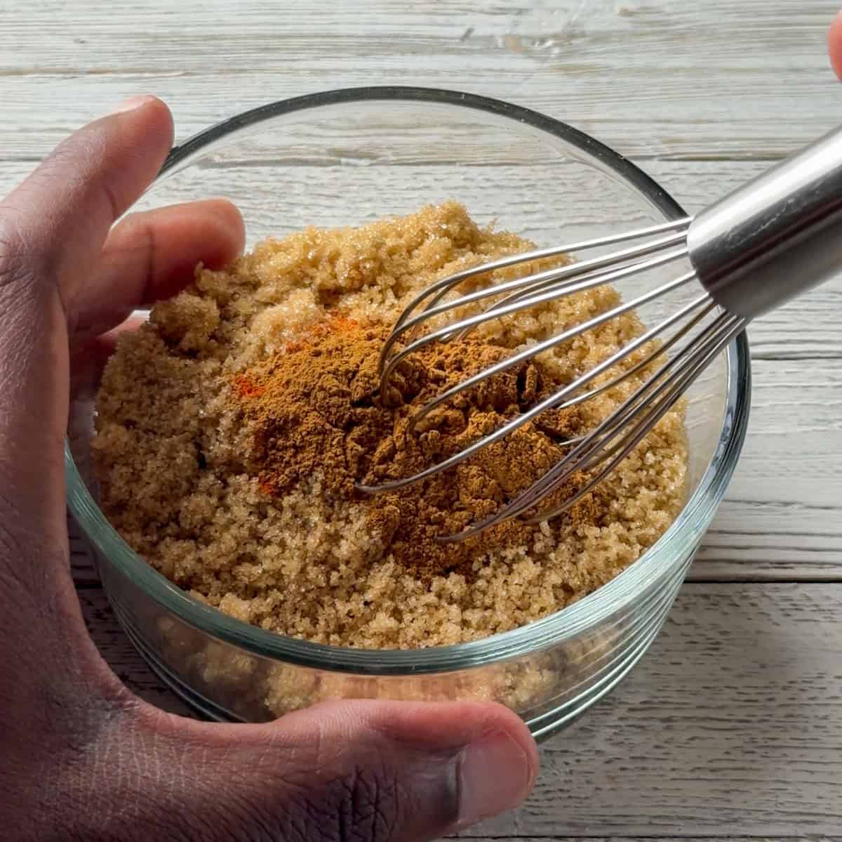 Brown sugar mixed with warm spices for the HoneyBaked-style crust on ham.