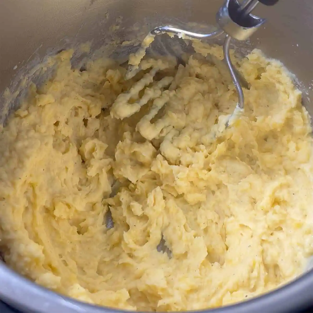 Mashed potatoes in the Instant Pot after mashing