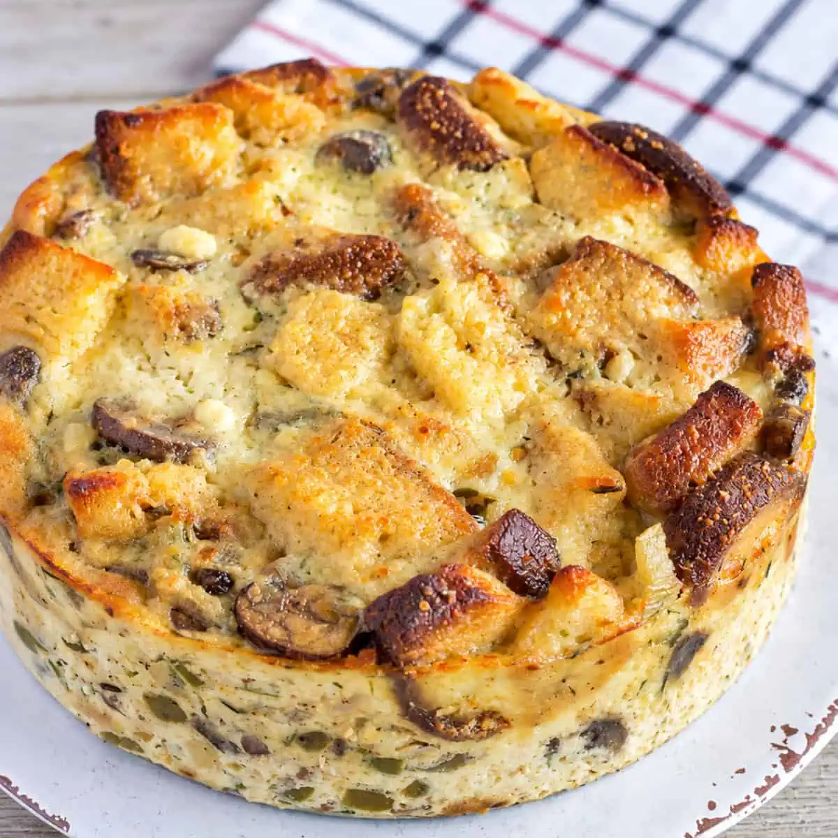 Savory Instant Pot bread pudding with mushrooms and Parmesan