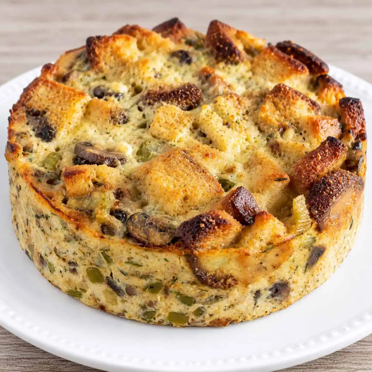 Savory Instant Pot bread pudding with mushrooms and Parmesan