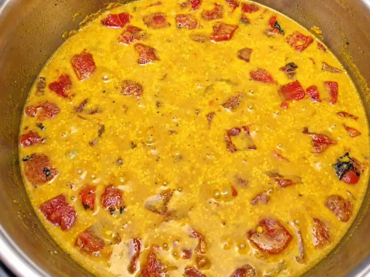 Chickpea curry after pressure cooking in the Instant Pot.